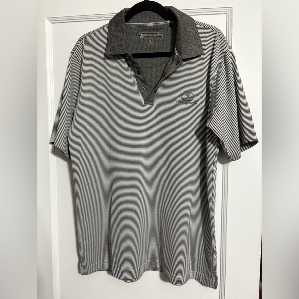 Pebble Beach Men's Polo Shirt in Black and White Stripes